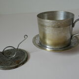 Individual silver metal coffee maker