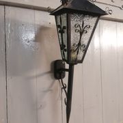 Great Applic Flambeau / Lantern Wrought Iron - Frosted Glass - 1st Half 20th Century