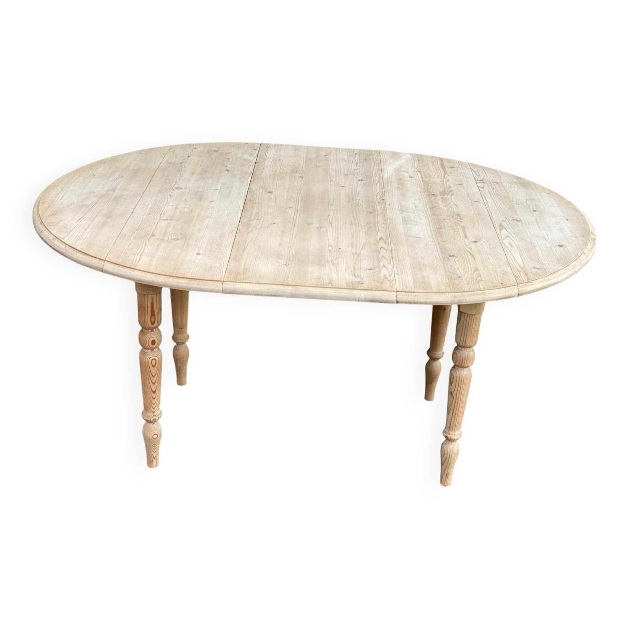 Interior's extendable round dining table with shutters, renovated in solid wood, 15