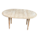 Interior's extendable round dining table with shutters, renovated in solid wood, 15