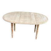 Interior's extendable round dining table with shutters, renovated in solid wood, 15