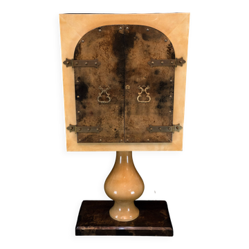 Aldo Tura Mid-Century Modern Goatskin Parchment Bar Cabinet, Italy, 1960s