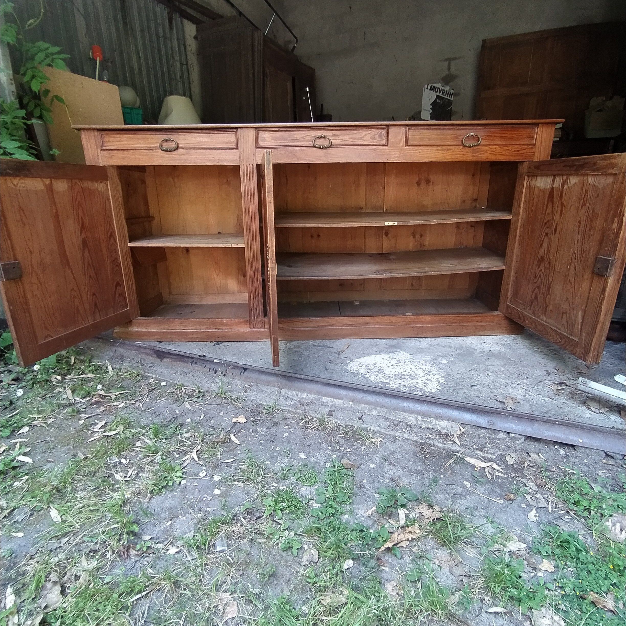 Enfilade Pitchpin époque 1900 3 portes et 3 tiroirs