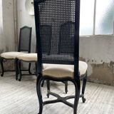 Set of 4 black lacquer chairs