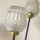 Large tripod floor lamp in black metal with 3 molded glass globes LAMP-7296
