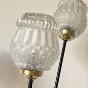Large tripod floor lamp in black metal with 3 molded glass globes LAMP-7296