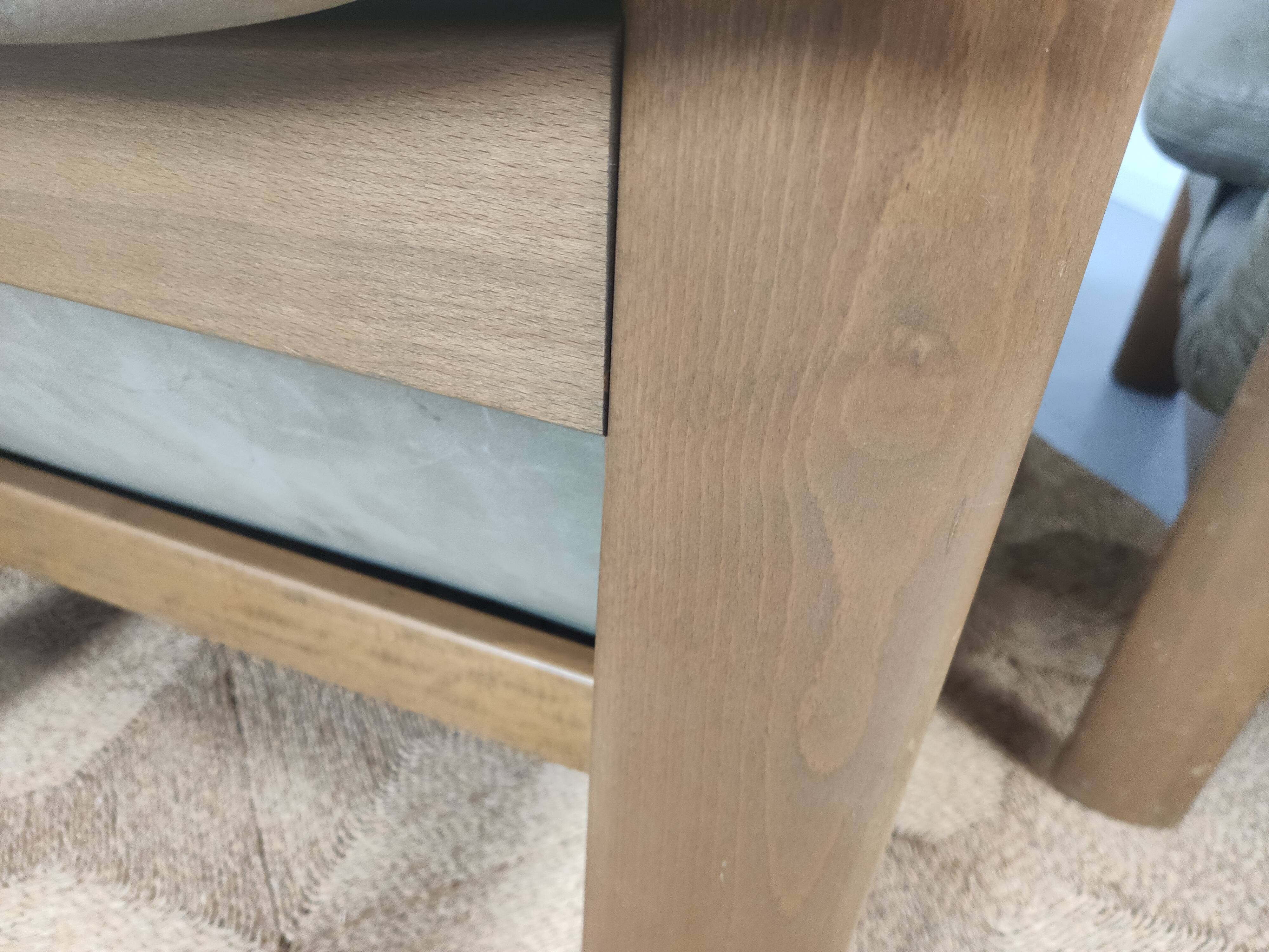 Modulable sofa an armchair in leather and wood