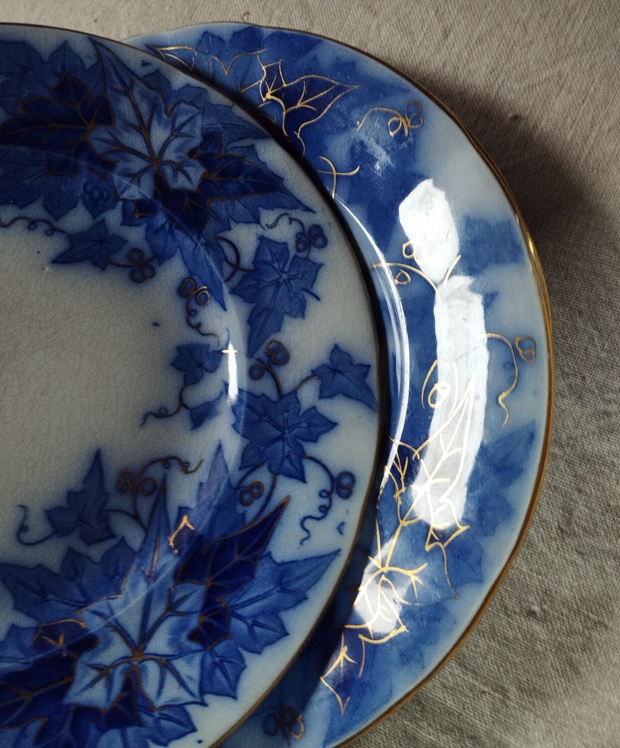 Set of 4 Bryonia model dessert plates from Sarreguemines U&C, between 1880 and 1900