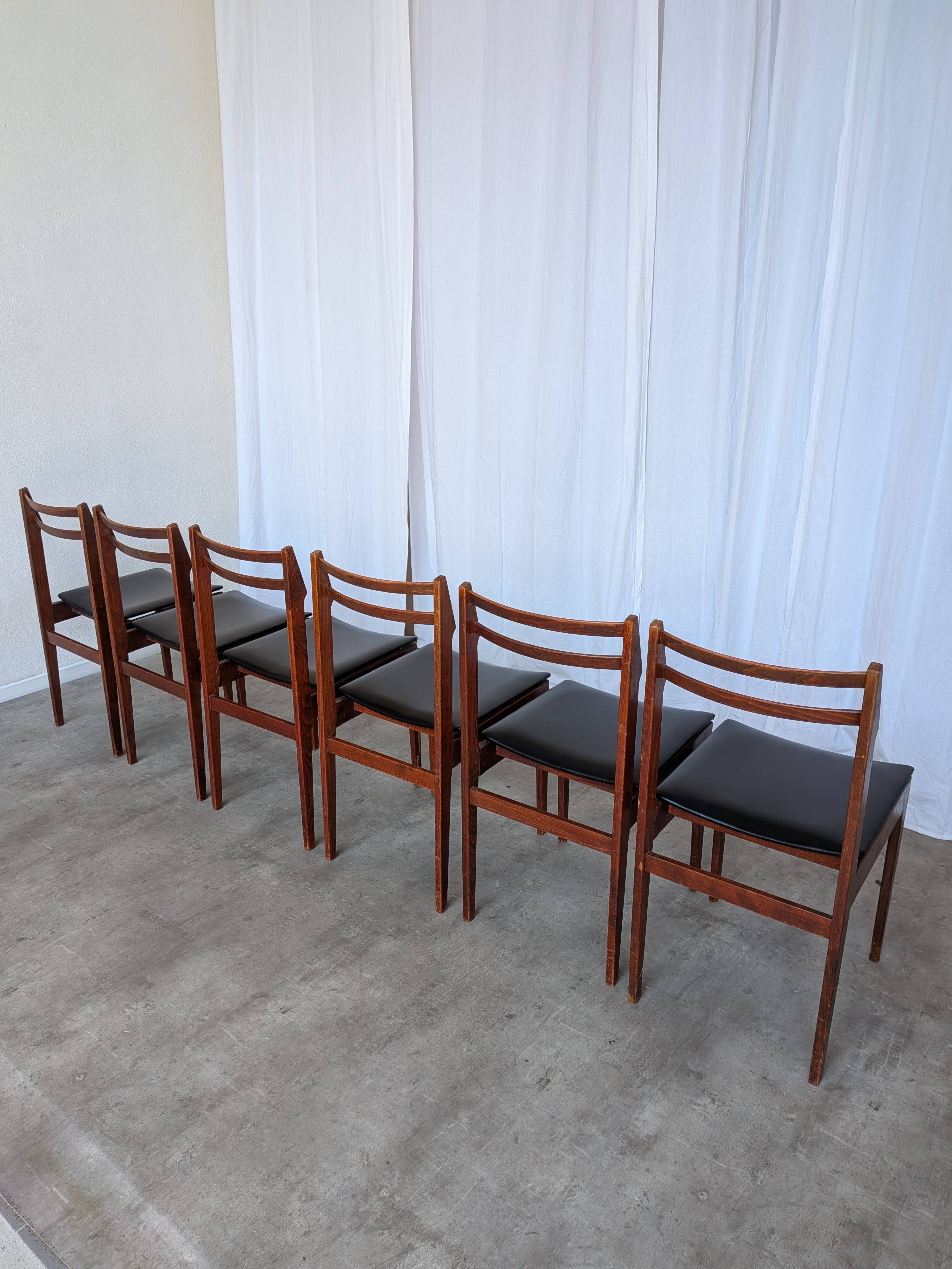 Set of 14 Vintage Scandinavian Dining Chairs / Yugoslav Wooden Bistro Chair
