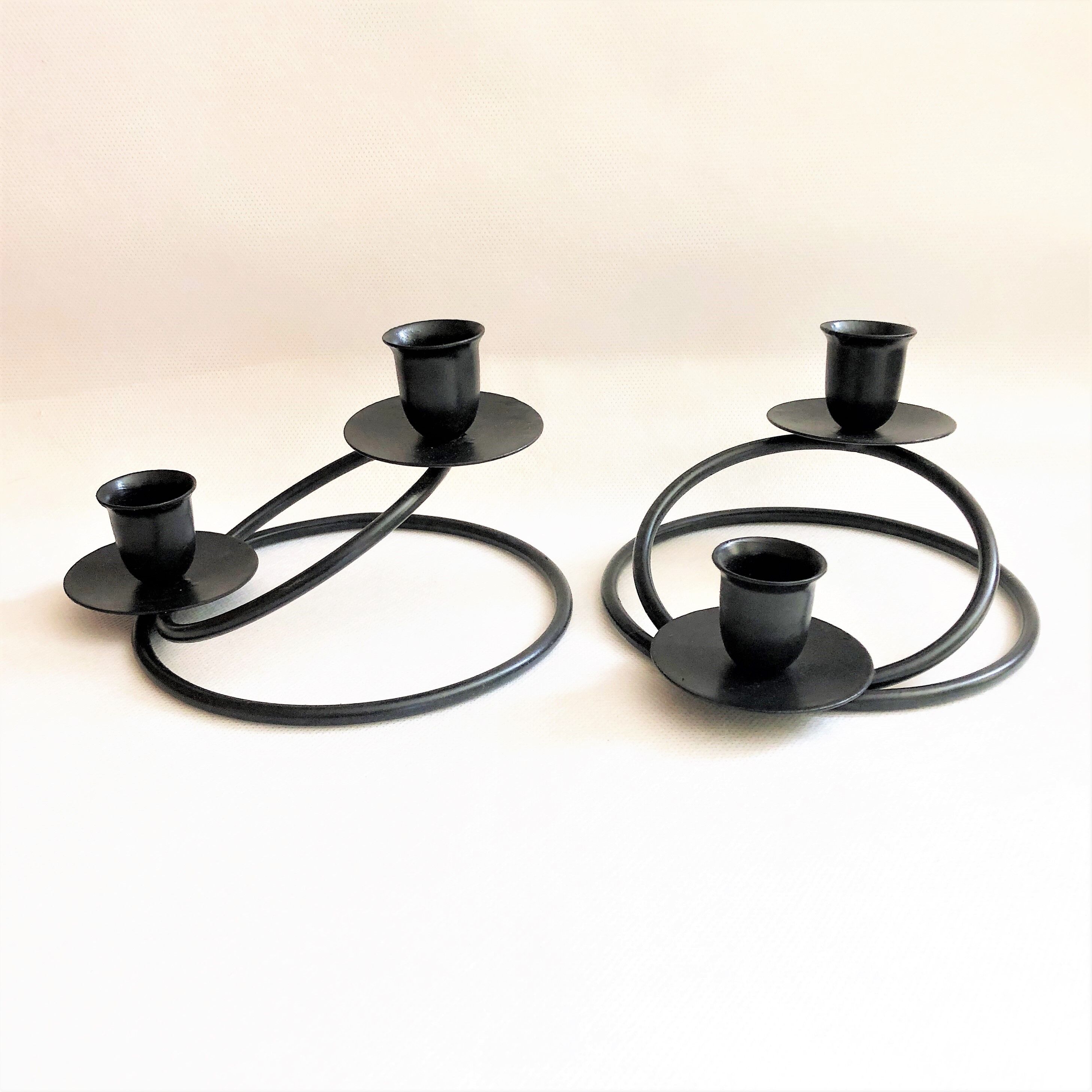 Pair of candlesticks candlesticks black wrought iron