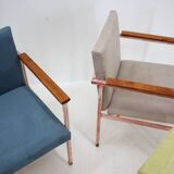 1960s Set of Eight Iron and Wood Armchairs/Dining Chairs,Czechoslovakia
