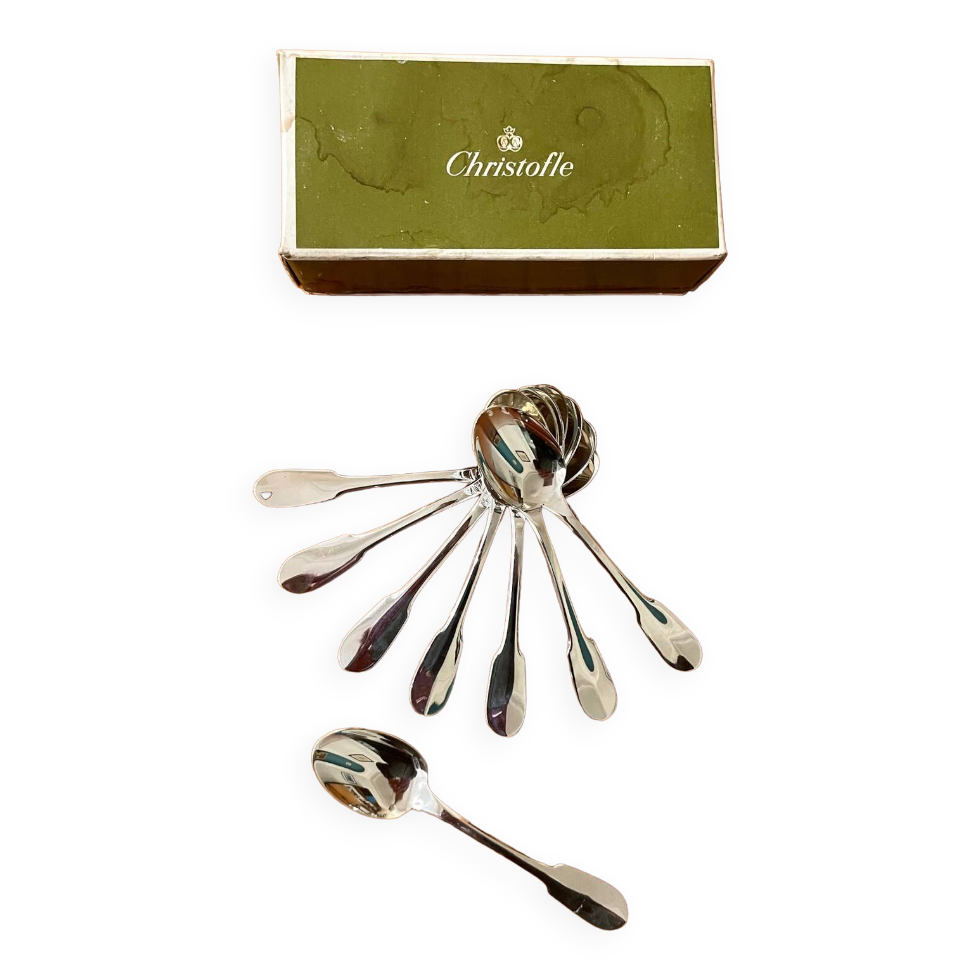 Christofle cluny 8 mocha spoons 10 cm excellent condition