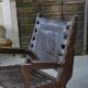 Armchair with ottoman by Angel Pazmino in wood and brown leather 1960's