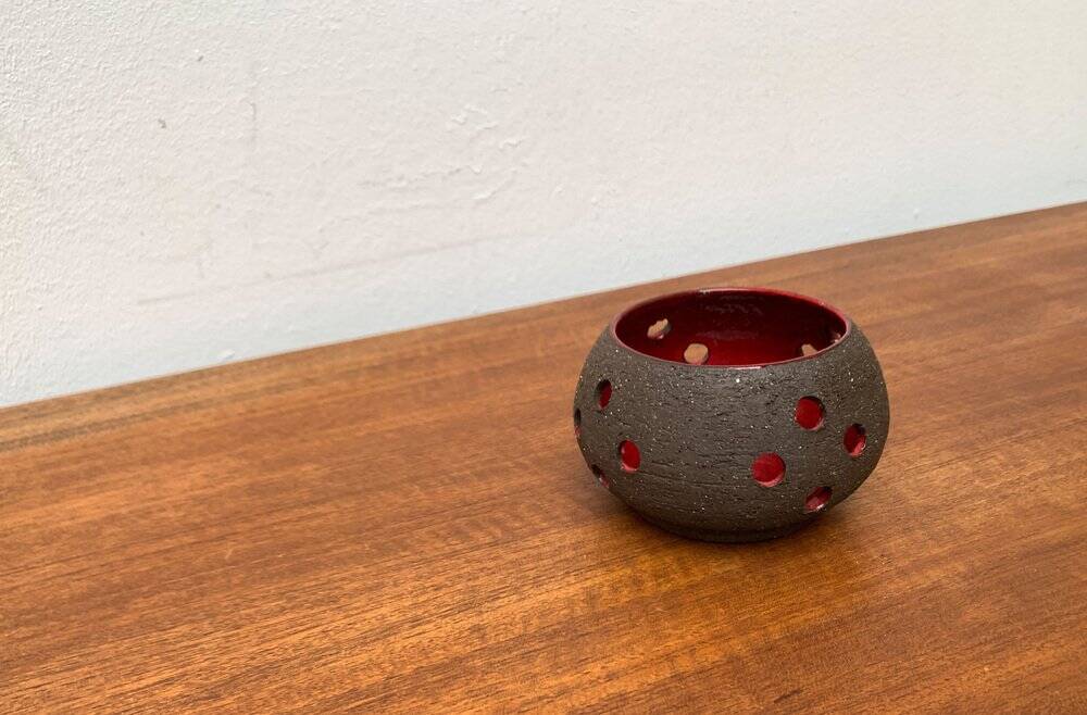 Bougeoir en céramique danois brutaliste du milieu du siècle de Lehmann Pottery, années 1960