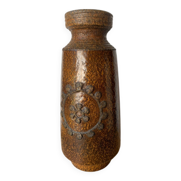 Large ceramic vase with floral decoration in fat lava GDR 1970