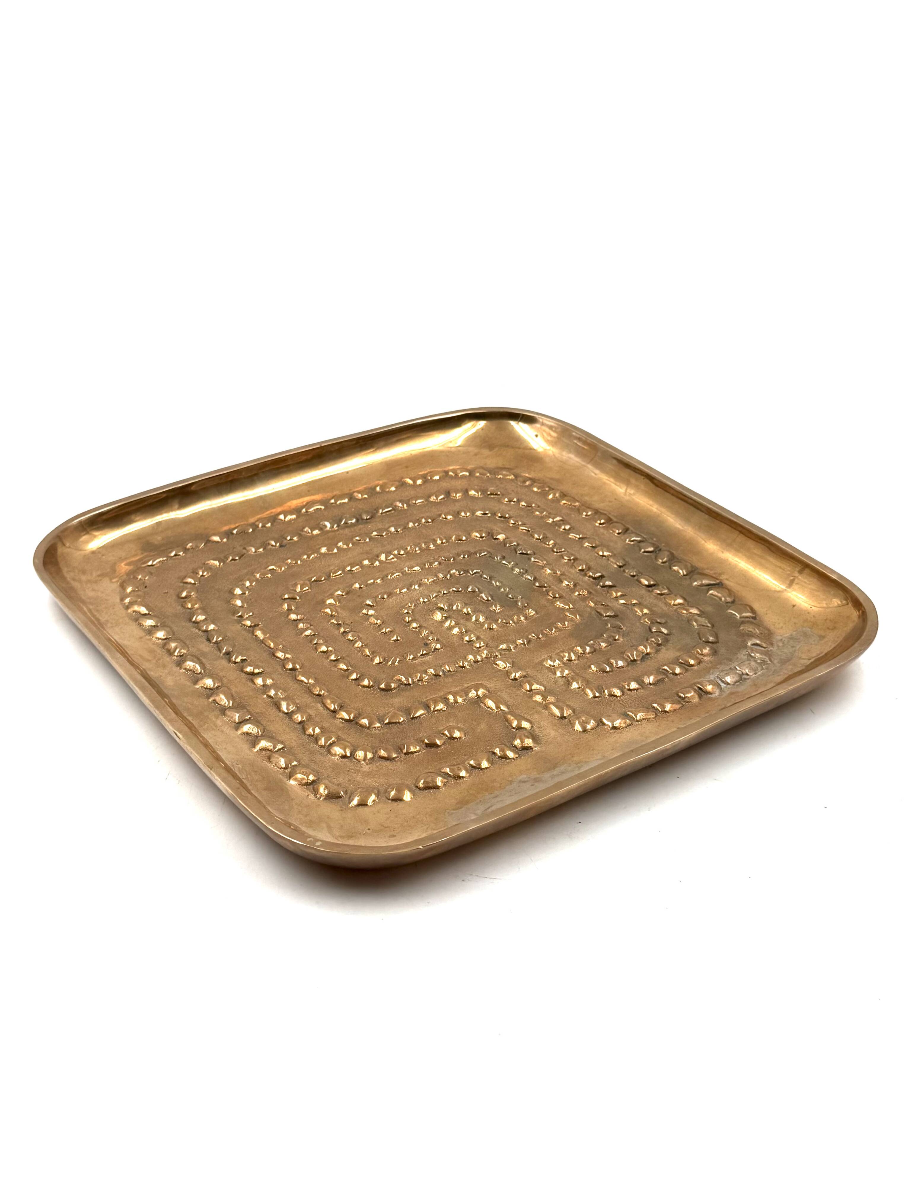 Modern solid brass tray / vide poche, Atelier Ventrella Italy 1980s