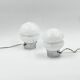 Vintage 70s Glass Table Lamps – White Glass with Metal Stand, Set of 2