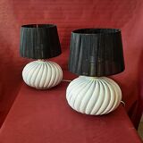 Mid Century Modern porcelain lamp with gold lines Italian design of the 1970s (two available)
