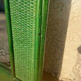 Miroir en rotin vert