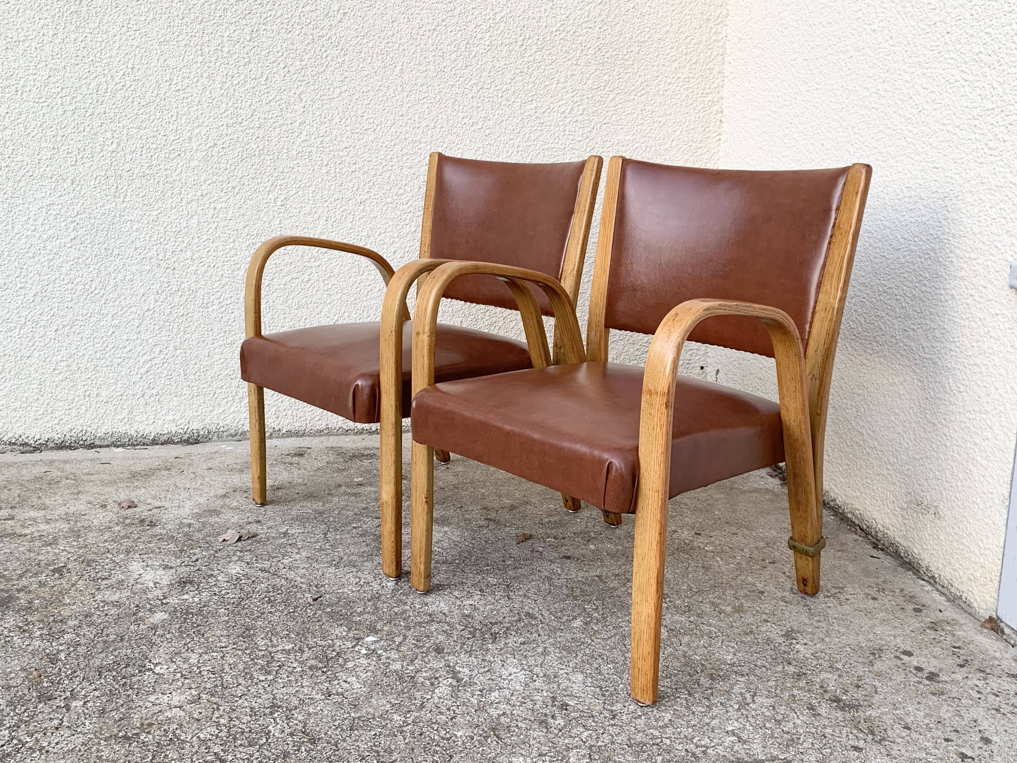 Bridge Bow Wood Armchairs 1950