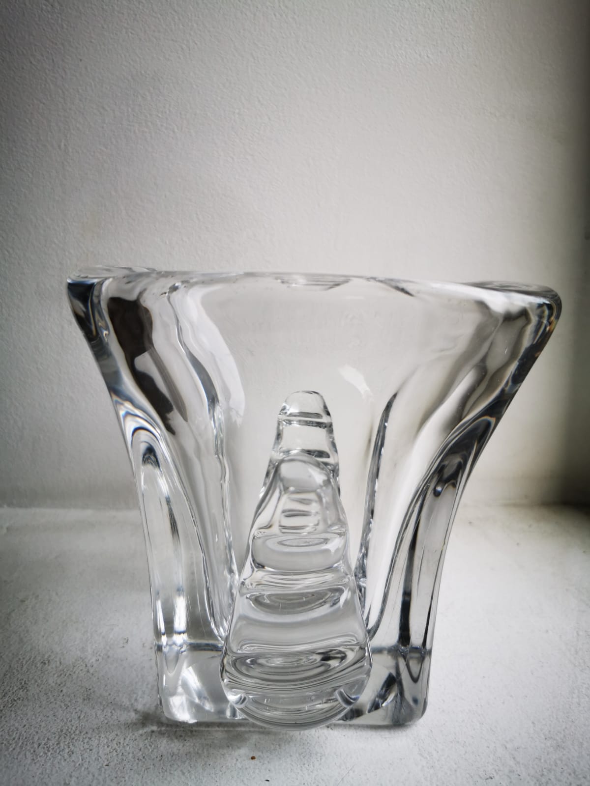 Square vase with crystal handles, circa 1960 Daum Nancy  France