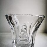 Square vase with crystal handles, circa 1960 Daum Nancy  France
