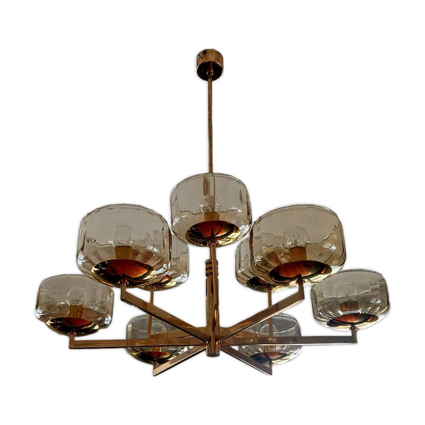 Extremely rare - 9-light chandelier, 1970s - Vintage