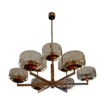 Extremely rare - 9-light chandelier, 1970s - Vintage