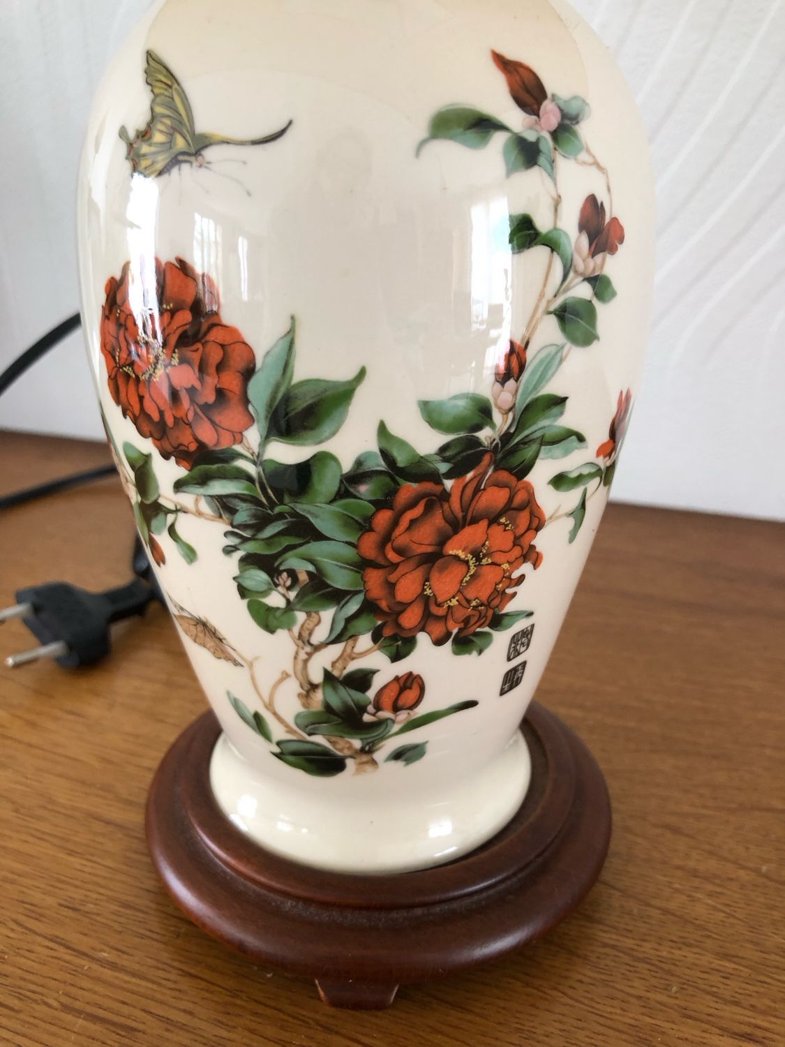 Bedside lamp vintage ceramic foot floral decoration