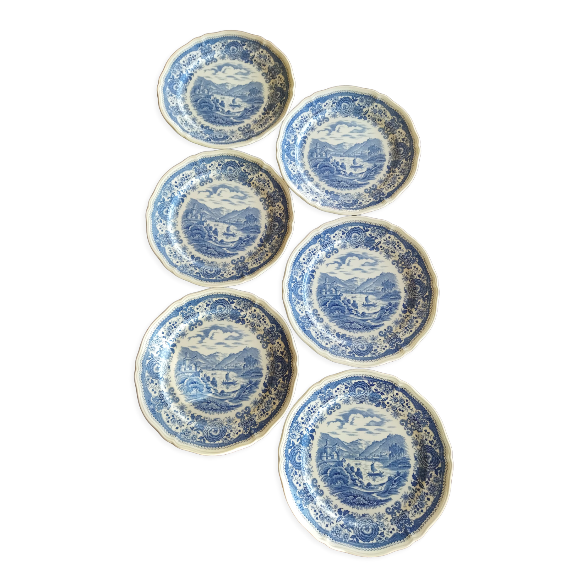 6 flat plates Burgenland blue Villeroy & Boch