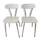Duo of white formica chairs marble effect 70s