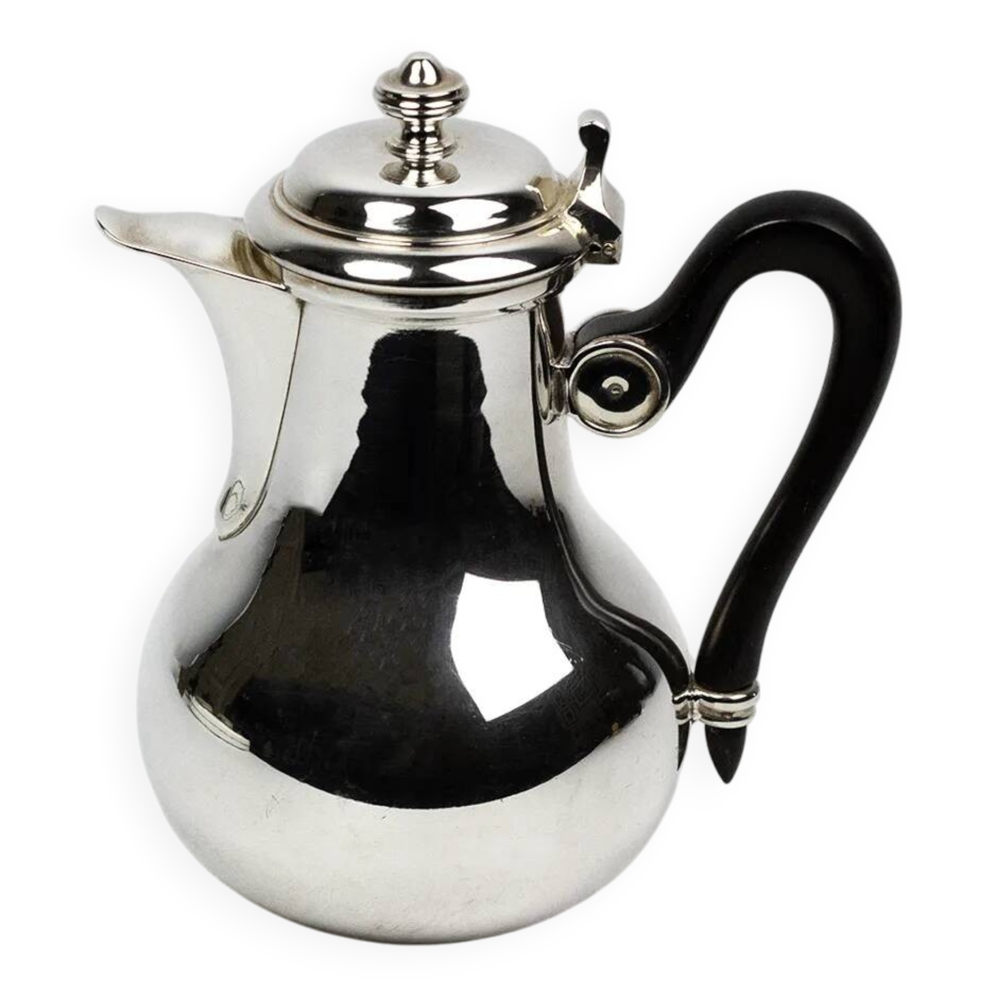 Christofle Gallia selfish coffee pot in silver-plated metal with a wooden handle