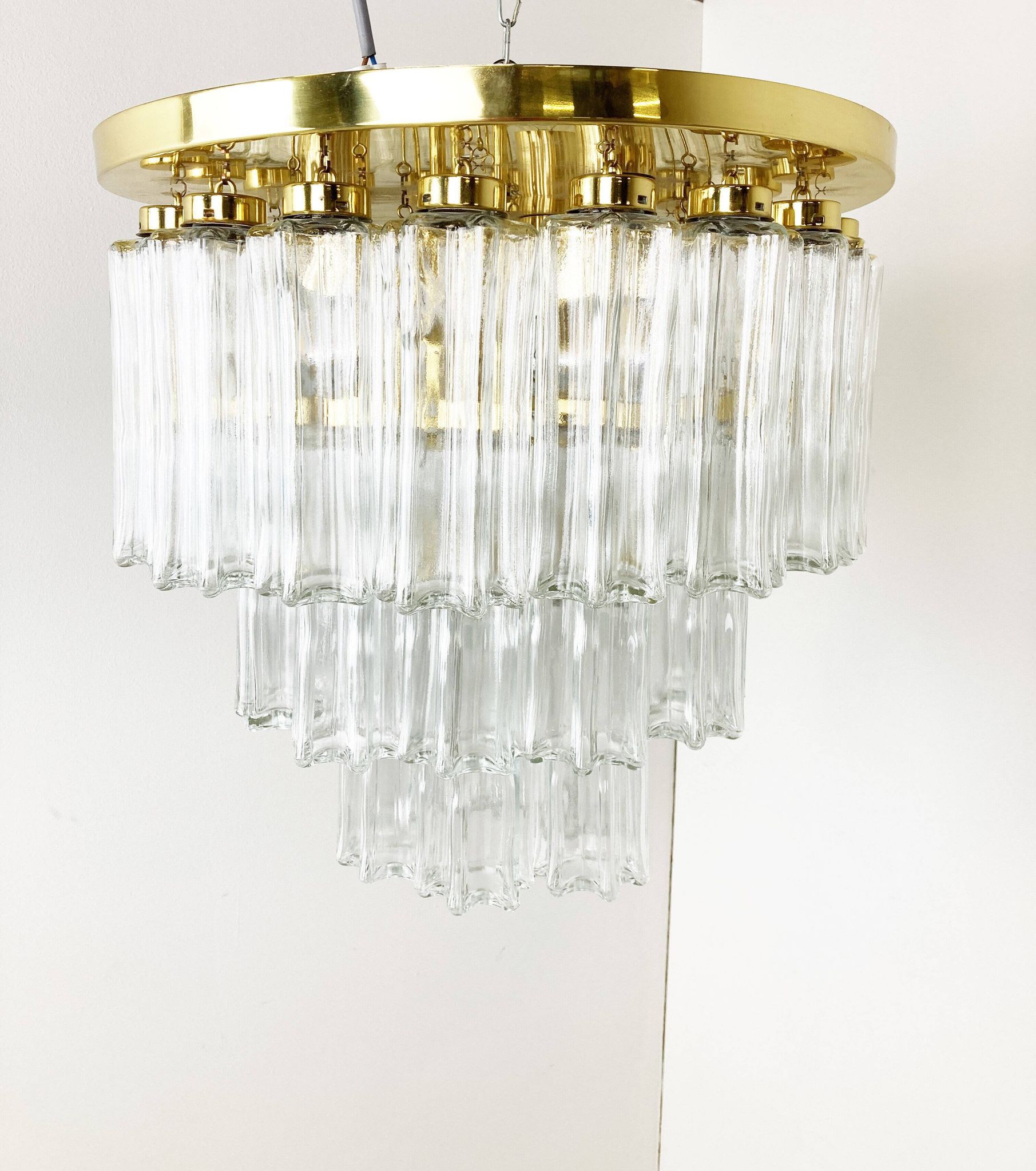 Flush mount chandelier by Glashutte Limburg, 1970s