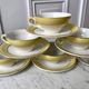 Set of 6 cups and textured yellow sub-cups digoin sarreguemines 50s