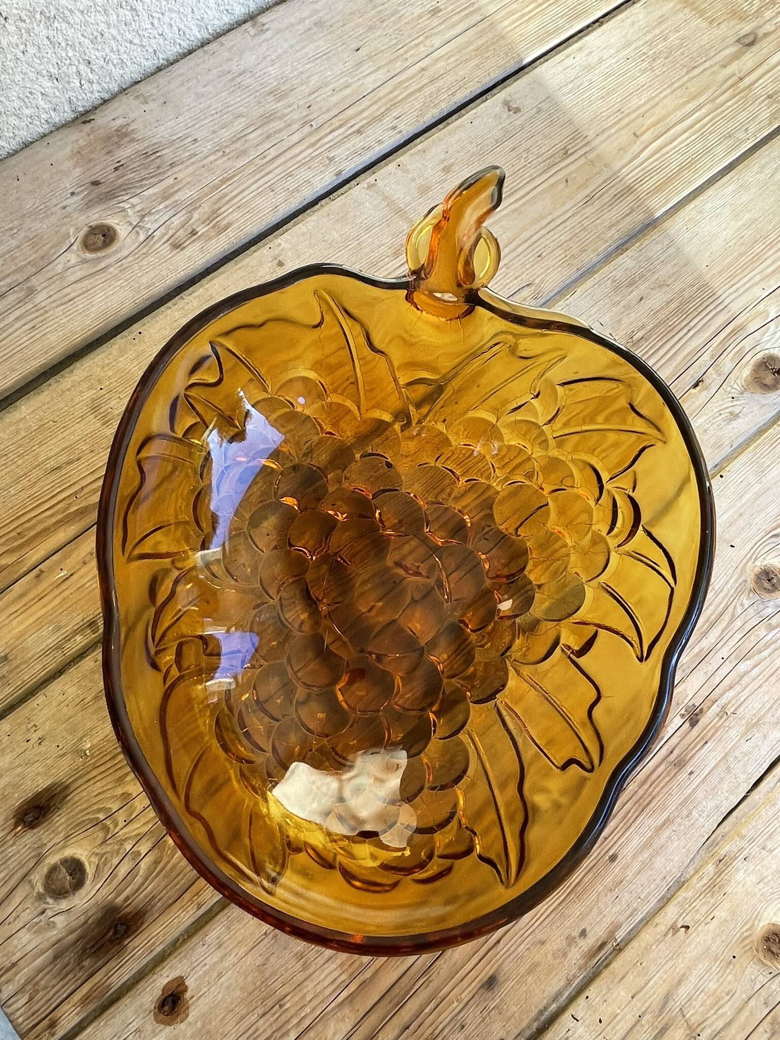 Vintage amber glass fruit bowl