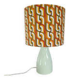 Lampe esprit seventies abat-jour géométrique orange/vert
