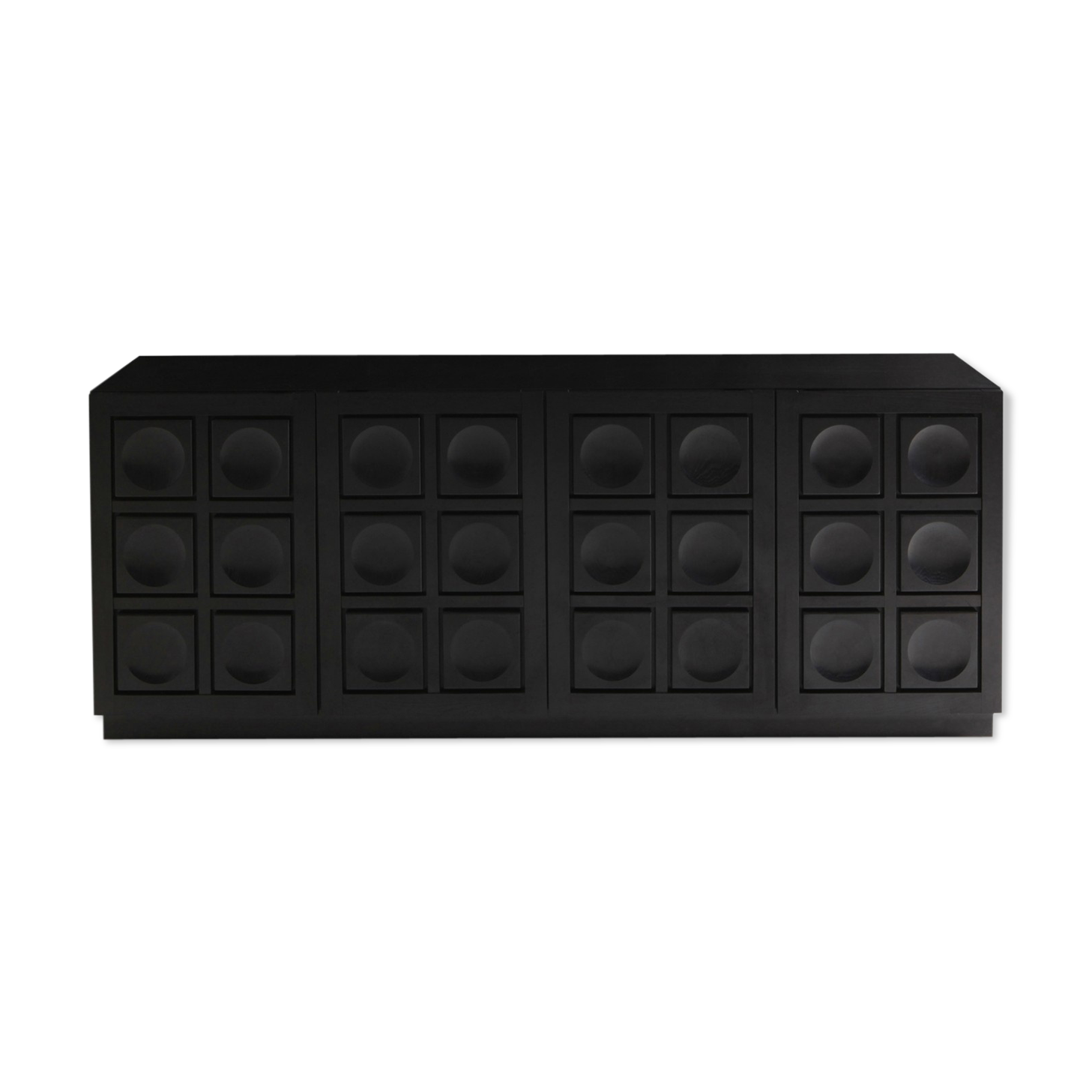 Blackened oak buffet with geometric doors 1970