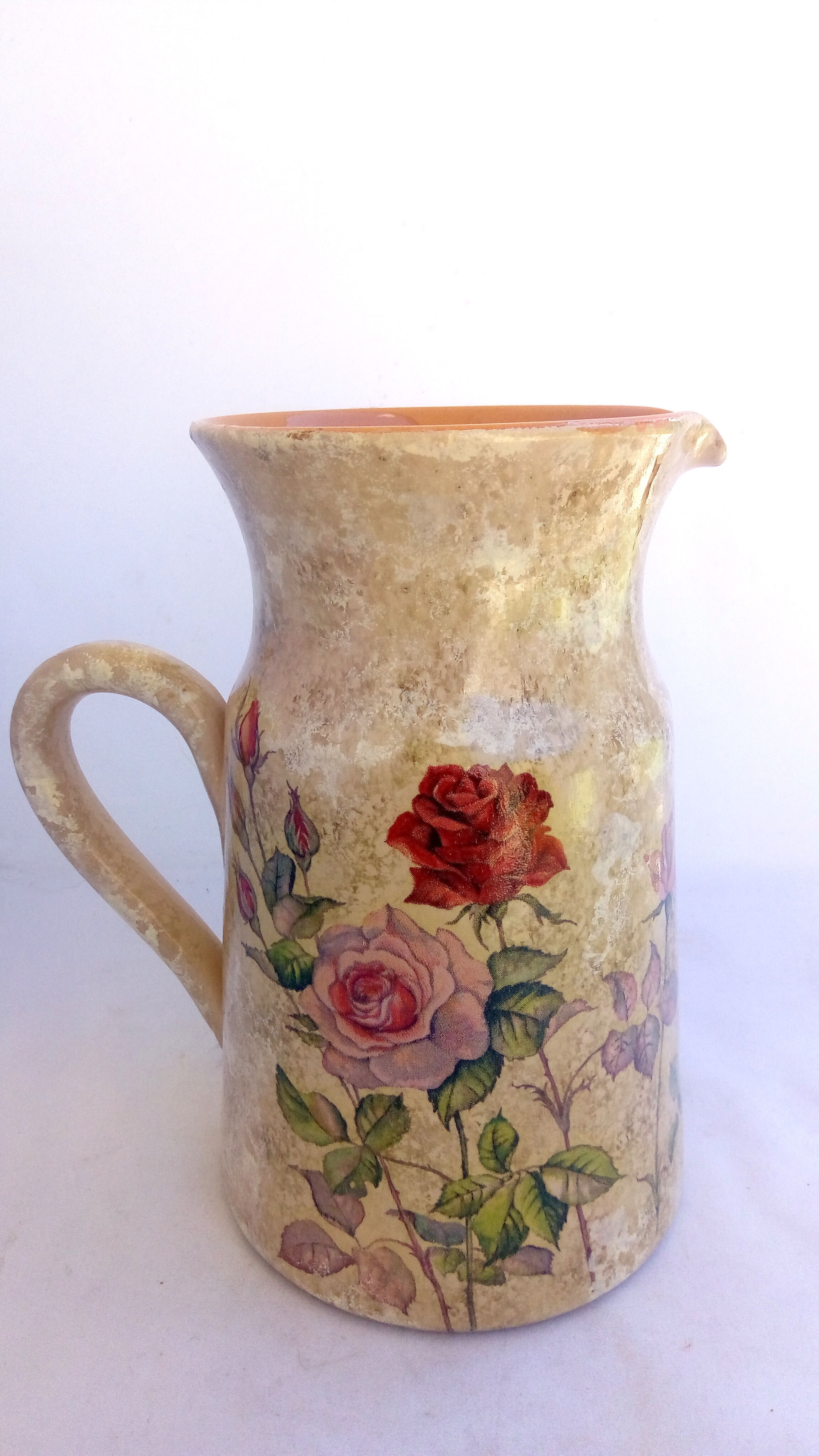 Romantic pitcher with roses made in Corrèze