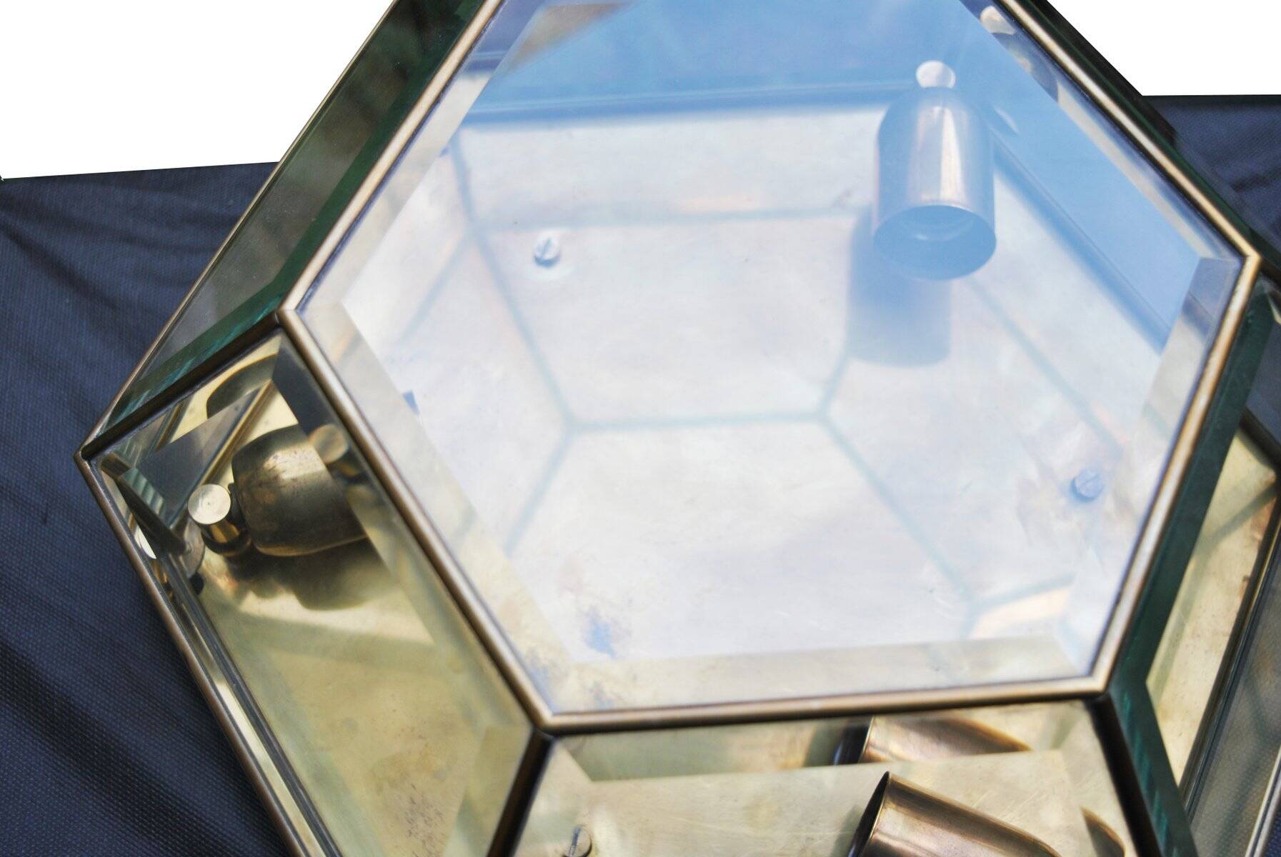 Brass and sculpted transparent crystal wall light, 1950s.