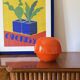 Space age orange ceramic vase, Sicart Italy ca. 1970