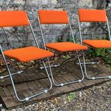 Framar folding chairs orange felt 1970