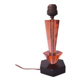 Art Deco Style Table Lamp Base in Black and Pink Bohemian Crystal