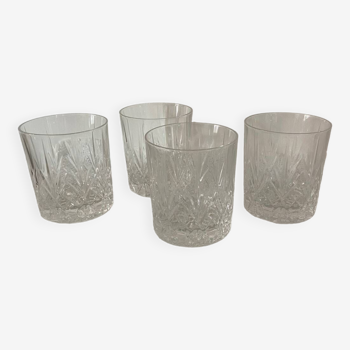 Set de 4 verres à Whisky en verre taillé 1970