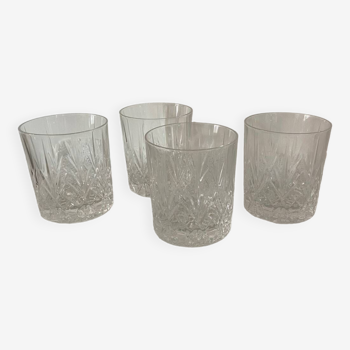 Set of 4 Whiskey glasses in cut glass 1970