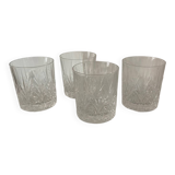 Set of 4 Whiskey glasses in cut glass 1970