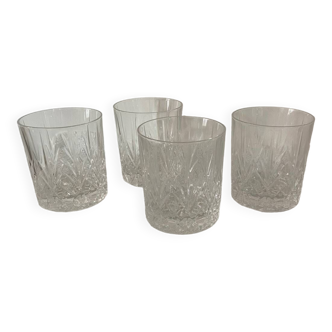 Set of 4 Whiskey glasses in cut glass 1970