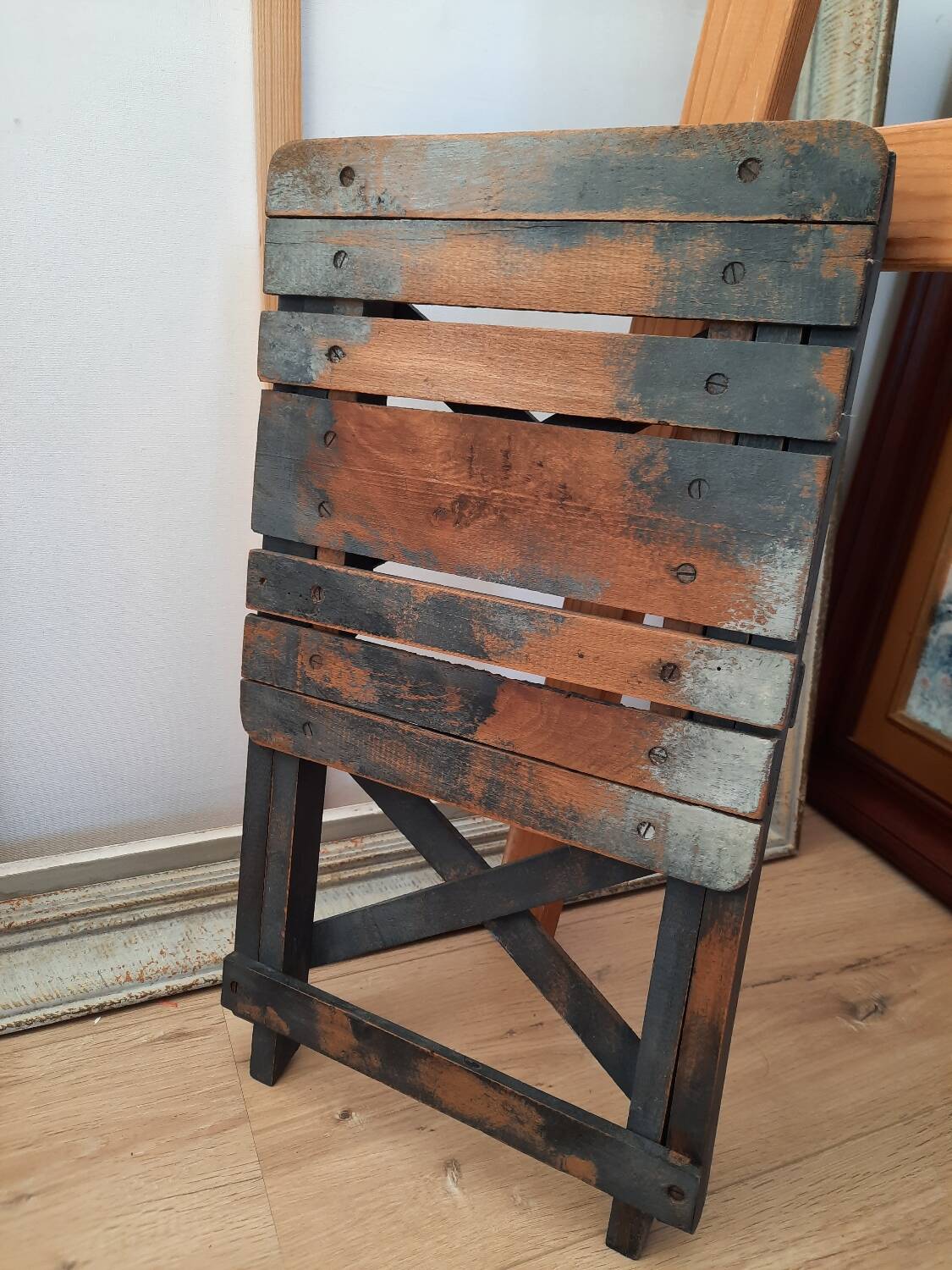 Antique wooden folding stools for painter