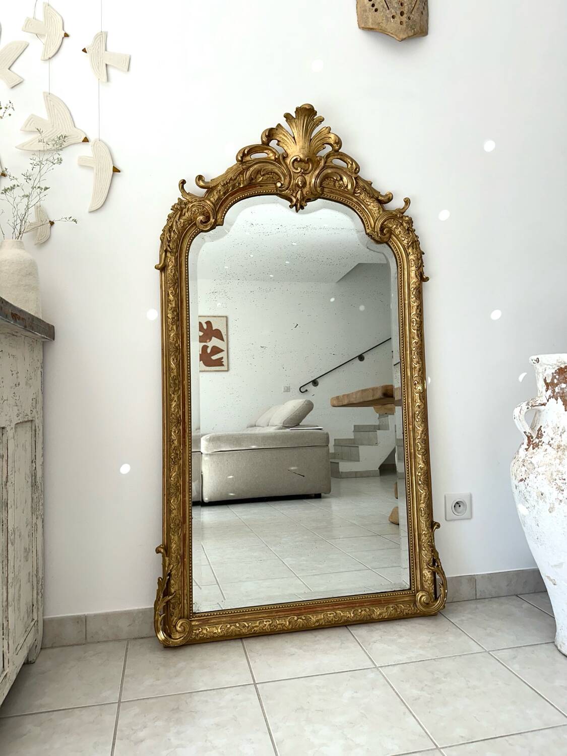 Miroir ancien à fronton XIXème