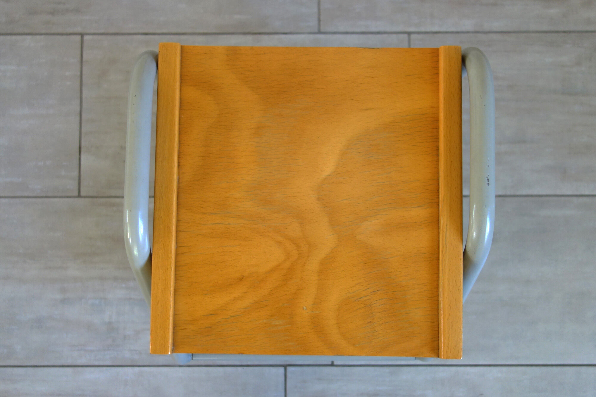 Vintage bedside table in wood and metal 1950