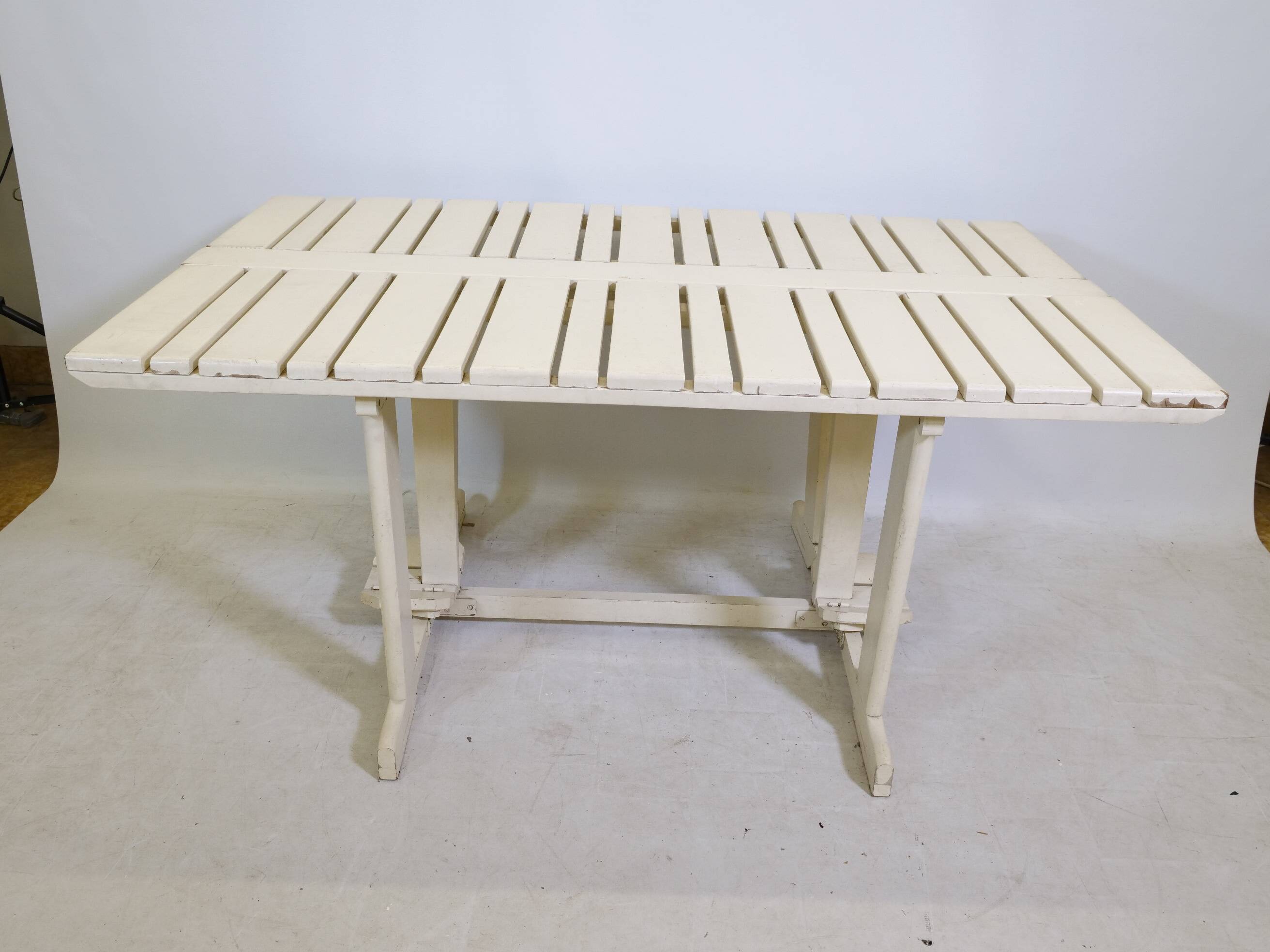 Mid-Century folding garden table wood by Triconfort Riviera model, 1970s